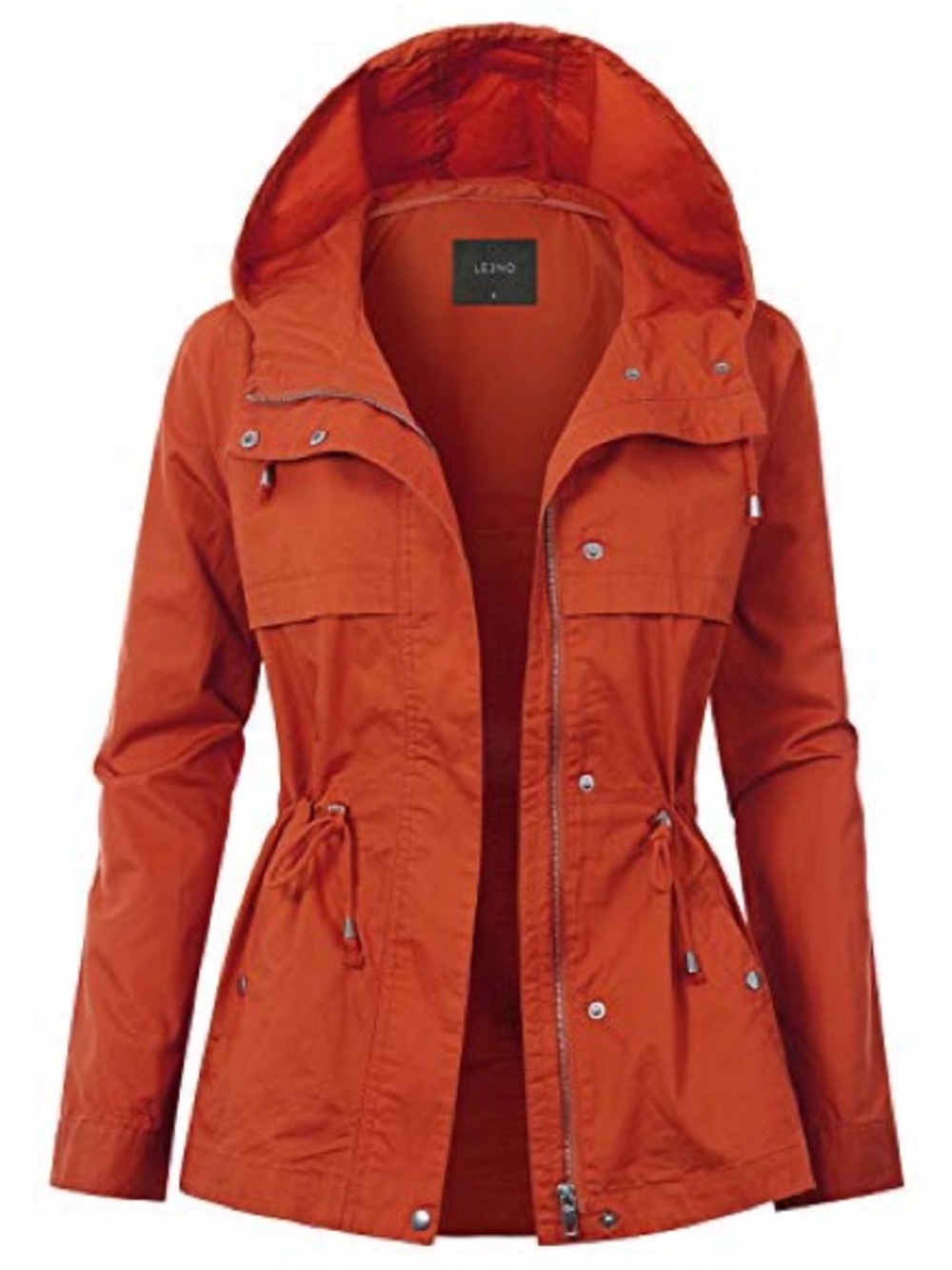 Lightweight Hooded Utility Jacket - Rust Orange - Picture 2 of 3